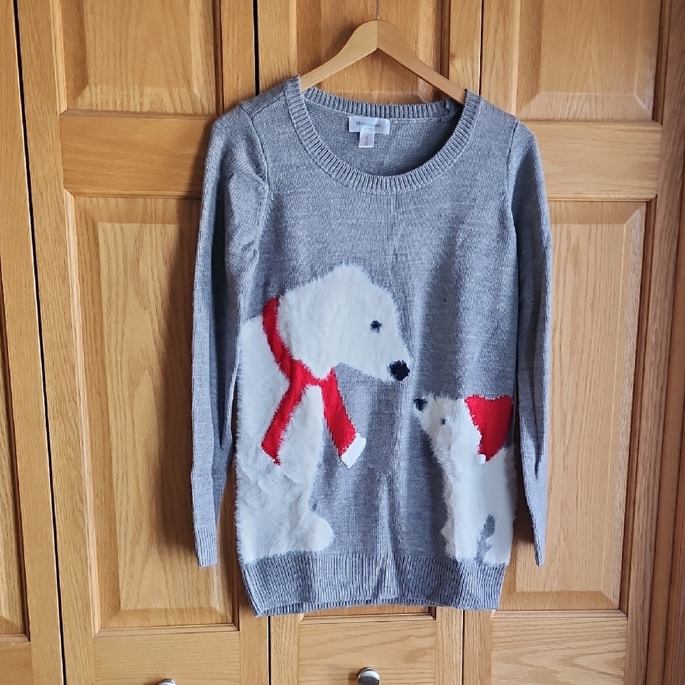 Motherhood Maternity Small Gray Polar Bear Sweater